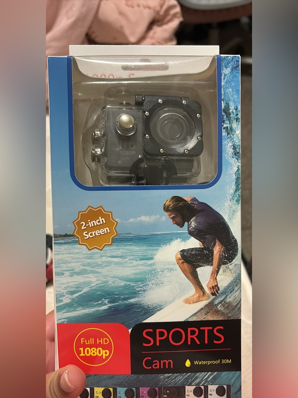 Black Sports Action Camera 1080p with Waterproof Housing